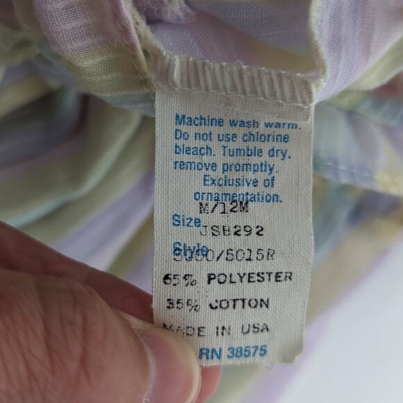 Vintage Dress Jacket Set Baby Girls Size 12m Yellow Pastel Rainbow Spring - Picture 5 of 5